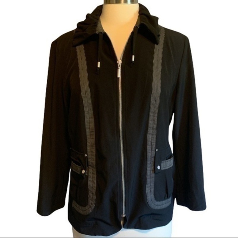 Chico's Black Utility Jacket with Gray Accents